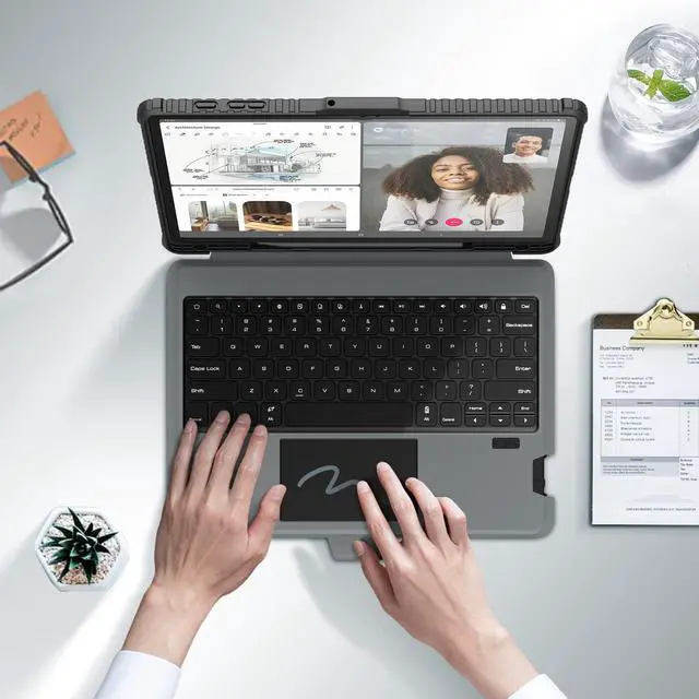 Alt view image 4 of 5 - Nillkin Keyboard Case with Stand, for Samsung Galaxy Tab S8 Plus S7 Plus S7+ S7 FE with Detachable Keyboard with Trackpad, Pencil Holder Tab S8+ 5G Tablet Keyboard case12.4 inch