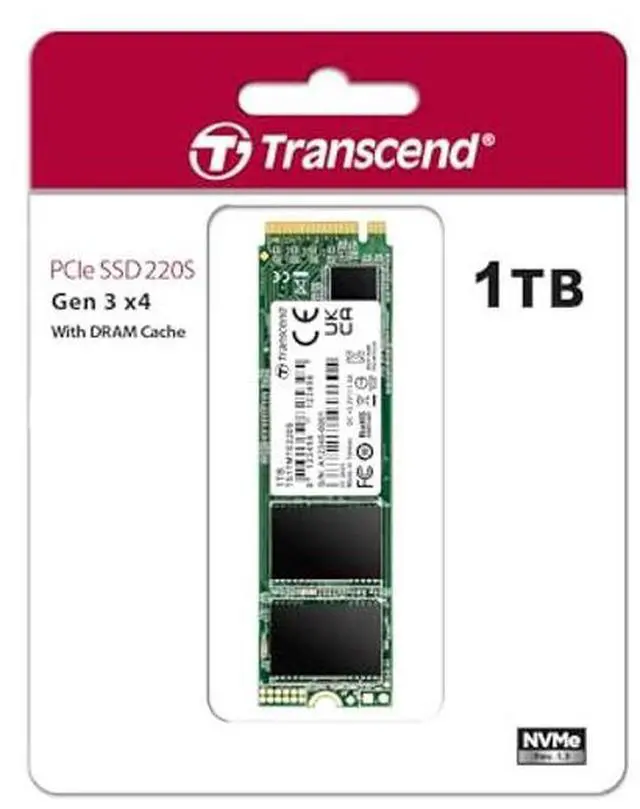 Alt view image 2 of 5 - Transcend TS1TMTE220S 1TB M.2 NVMe PCIe Gen3x4 80mm Internal Solid State Drive with Speeds up to 3,500MB/s