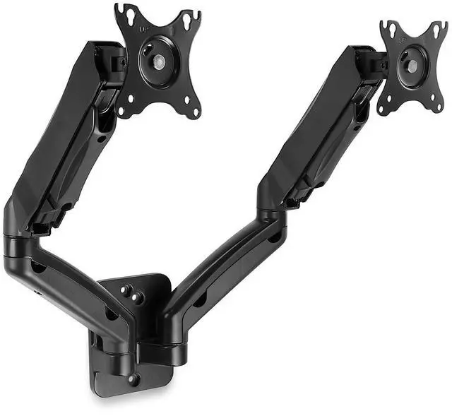 Alt view image 2 of 5 - Mount-It! Dual Monitor Wall Mount - 2 Monitor Wall Mount Arms - Full Motion Adjustable Computer Monitor Wall Mount with Articulating Arms for up to 27" Screens with 75 or 100 VESA Patterns