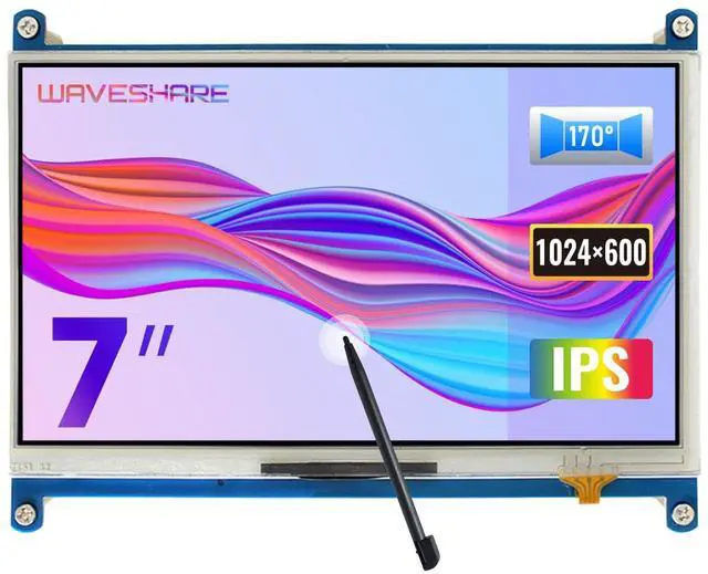 Main image of waveshare 7inch Resistive Touch Screen LCD Compatible with Raspberry Pi 4B/3B+/3A+/2B/B+/A+/Zero/Zero W/WH/Zero 2W CM3+/4 Series Boards 1024×600 Resolution HDMI IPS Supports Windows