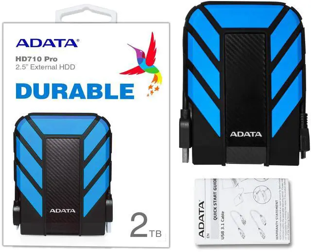 Alt view image 4 of 5 - ADATA HD710 Pro 2TB USB 3.1 IP68 Waterproof/Shockproof/Dustproof Ruggedized External Hard Drive, Blue (AHD710P-2TU31-CBL)