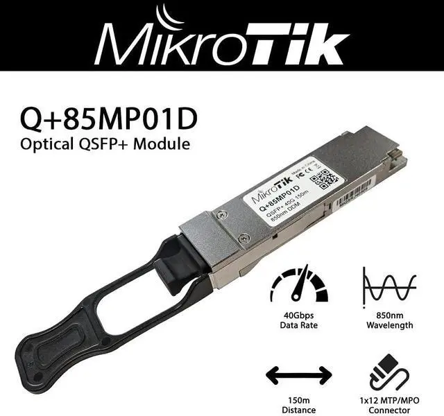 Alt view image 2 of 2 - Mikrotik Q+85MP01D Optical QSFP+ Module 40 Gbps 850nm with MTP/MPO Connector
