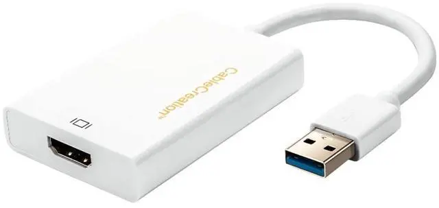 Main image of CableCreation USB HDMI Adapter with DisplayLink Chip, USB 3.0 to HDMI External Display Graphics Adapter Compatible with Windows 10/8.1/8/7 and MacOS, White