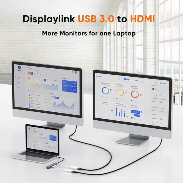 Alt view image 5 of 5 - CableCreation USB HDMI Adapter with DisplayLink Chip, USB 3.0 to HDMI External Display Graphics Adapter Compatible with Windows 10/8.1/8/7 and MacOS, White
