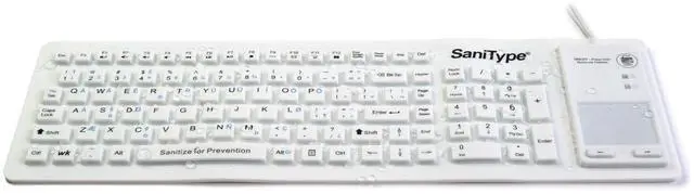 Alt view image 4 of 5 - SaniType Flex Touch Full-Size Flexible Silicone Washable Keyboard with Touchpad and ON/Off Switch (USB) (White) | KBSTFC103STi-W