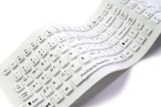 Alt view image 3 of 5 - SaniType Flex Touch Full-Size Flexible Silicone Washable Keyboard with Touchpad and ON/Off Switch (USB) (White) | KBSTFC103STi-W