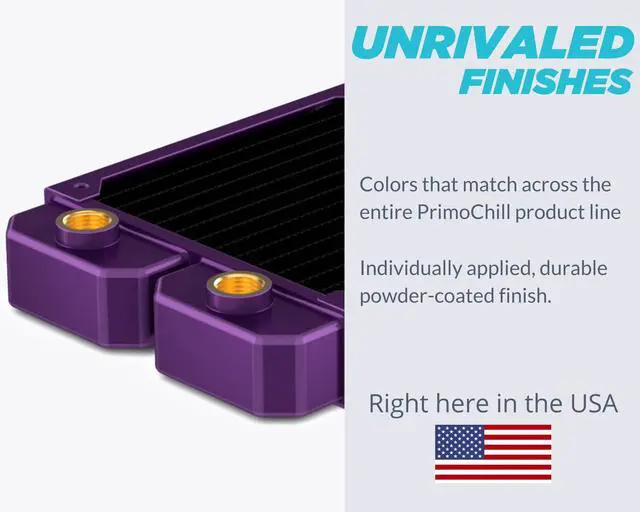 Alt view image 4 of 5 - PrimoChill EximoSX 140mm (30mm) Slim PC Water Cooling Radiator, 140mm x 1, Single Fan (R-EXI14) Available in 20+ Colors, Powdercoated in USA and Custom Watercooling Loop Ready - TX Matte Black