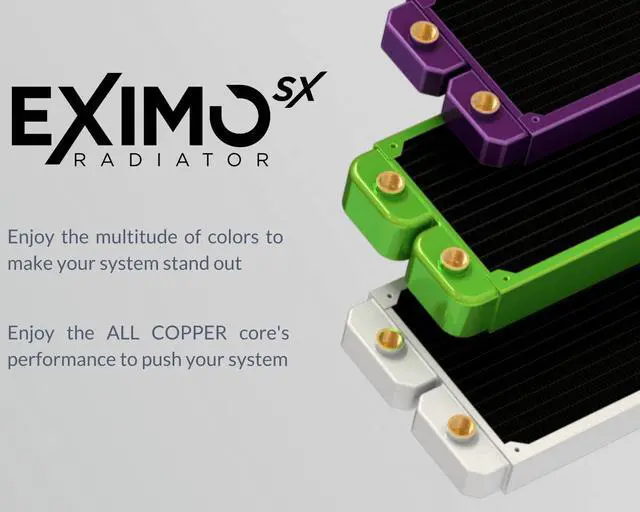 Alt view image 5 of 5 - PrimoChill EximoSX 140mm (30mm) Slim PC Water Cooling Radiator, 140mm x 1, Single Fan (R-EXI14) Available in 20+ Colors, Powdercoated in USA and Custom Watercooling Loop Ready - TX Matte Black