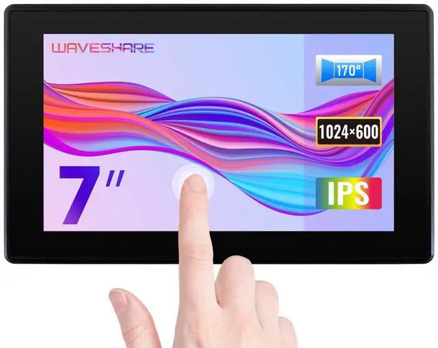 Main image of Waveshare 7inch Capacitive Touch Screen LCD (H) with Case, Compatible with Raspberry Pi 5/4B/3B/Zero/Zero W/Zero 2W/Pico/Pico W/Pico WH, 1024×600, HDMI, IPS