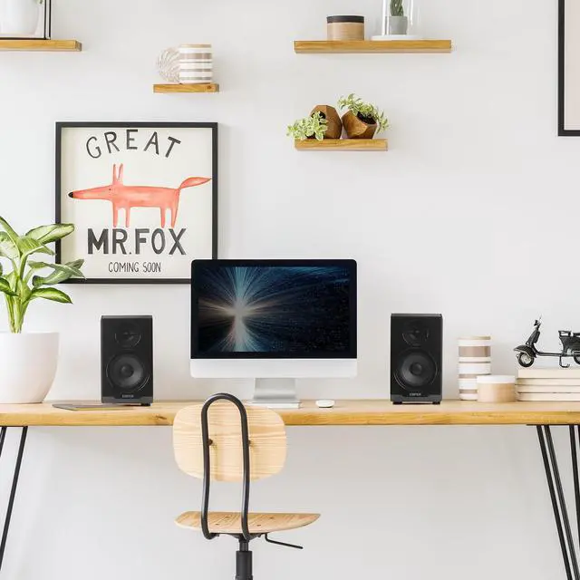 Alt view image 5 of 5 - Edifier R33BT Active Bluetooth Computer Speakers - 2.0 Bookshelf Speaker - Powered Studio Monitor, Black - Pair