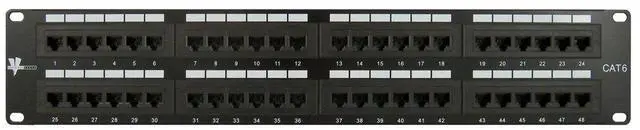 Alt view image 2 of 4 - Vertical Cable Cat6 48 Port 19" Horizontal Rackmount 2U Patch Panel