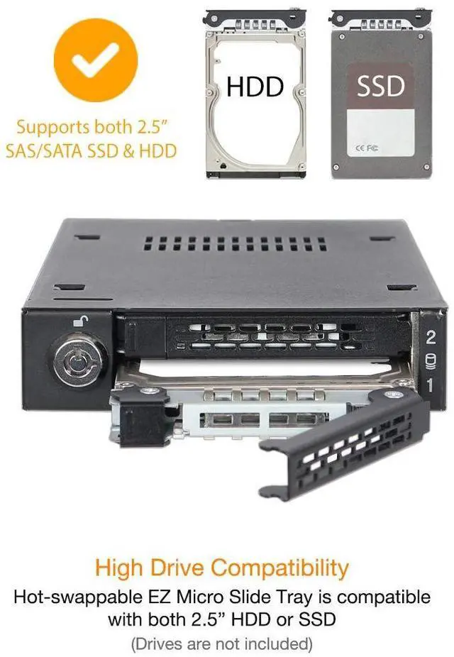 Alt view image 4 of 5 - ICY DOCK Full Metal 2 Bay 2.5 SATA/SAS HDD & SSD Mobile Rack for External 3.5" Drive Bay | ToughArmor MB992SK-B