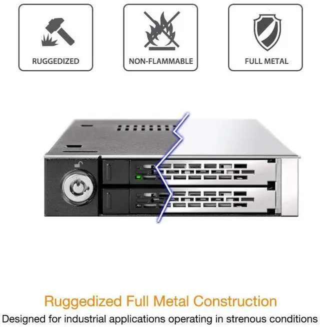 Alt view image 5 of 5 - ICY DOCK Full Metal 2 Bay 2.5 SATA/SAS HDD & SSD Mobile Rack for External 3.5" Drive Bay | ToughArmor MB992SK-B