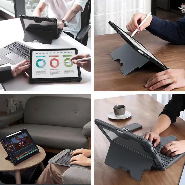 Alt view image 5 of 5 - Nillkin iPad Air 13 inch Case Keyboard (M3,2025/M2,2024), Slide Camera Cover, iPad Pro 12.9 Protective Case with Wireless Detachable Keyboard, Multi-Touch Trackpad and Pencil Holder