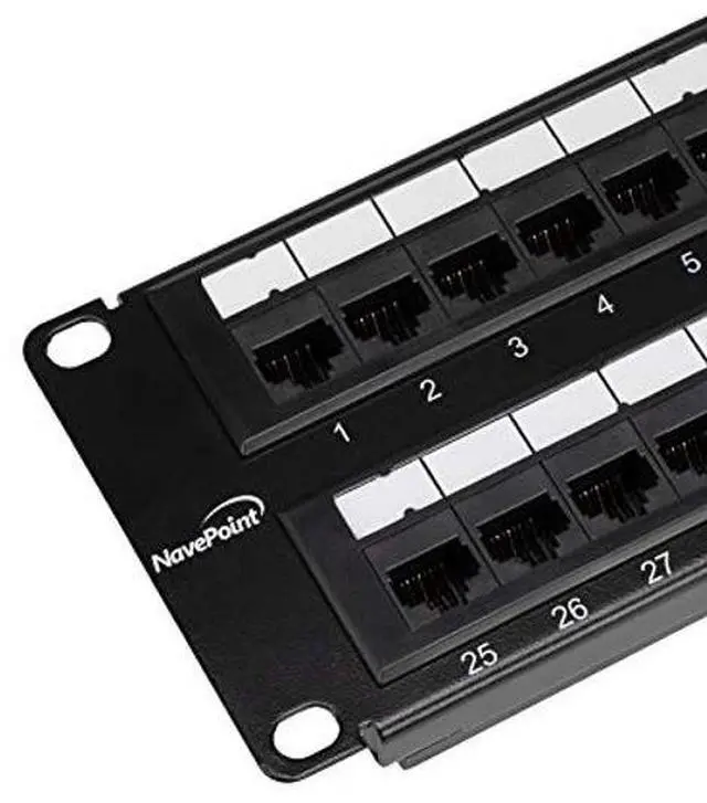 Alt view image 4 of 5 - NavePoint 48-Port CAT6 Patch Panel,2U, Black