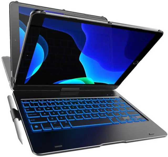Main image of YEKBEE Case with Keyboard for iPad 9th Generation (10.2", 2021) | 360° | 7 Modes | Backlit | 12 Colors | Thin, Light & Protective foriPad 9, 8th & 7th Gen, Air 3, Pro 10.5 with Pencil Holder