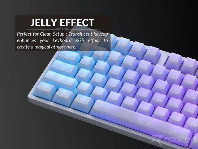 Alt view image 3 of 5 - Ranked POM Jelly Premium Translucent Keycap Set | 1.45 mm Thick POM | Cherry Profile for Custom Mechanical Keyboard (White, 169 Keys)