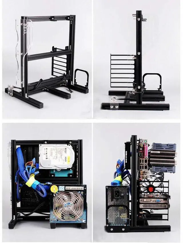 Alt view image 3 of 5 - Black PC Frame Test Bench ITX ATX MATX Test Bench Open Air Case Water Cooling Fan Chassic