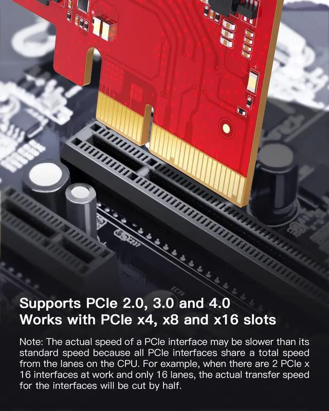 Alt view image 5 of 5 - Inateck PCIe to USB 3.2 Gen 2 Extension Card with 16 Gbps Bandwidth, 6 USB Type-A and 2 USB Type-C Ports, RedComets U22