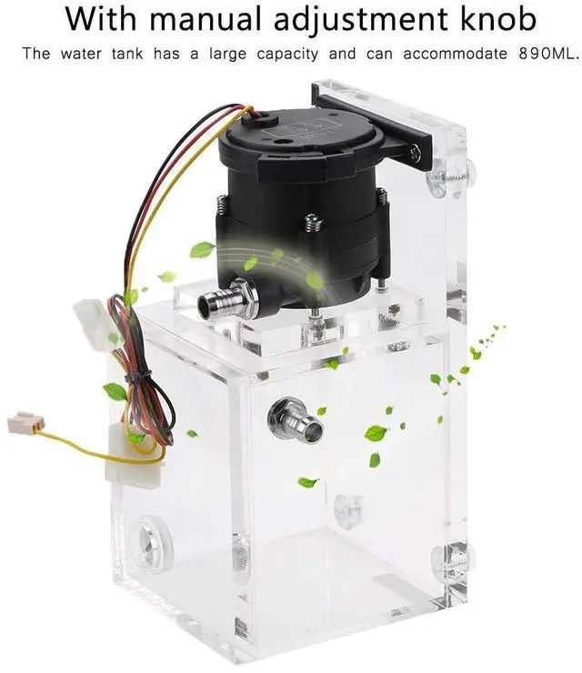 Alt view image 4 of 5 - Wendry PC Water Cooling, Low Noise Water Integrated Kit, 890ML PC Cooled + 1200L/H Acrylic Water Cooling with Manual Adjustment Knob