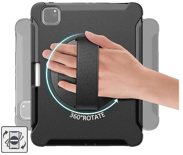 Alt view image 2 of 5 - Sahara - Protection Hand Strap Series Case for iPad Pro 12.9 (4th, 5th, and 6th Gen 2020-2022), Black, (TB00036)