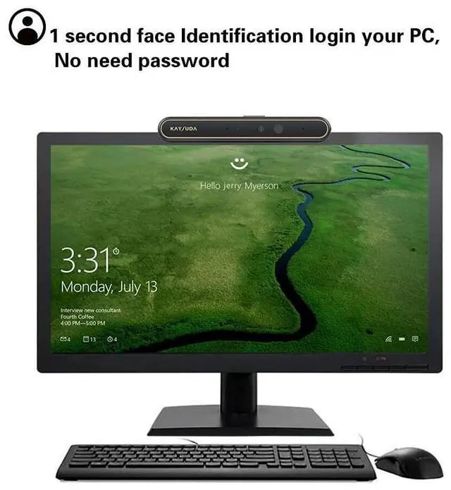 Alt view image 2 of 5 - KAYSUDA Face Recognition USB IR Camera for Windows Hello, 1080P(Entry Level) Webcam with Dual Microphones for Streaming Video Conference and Recording
