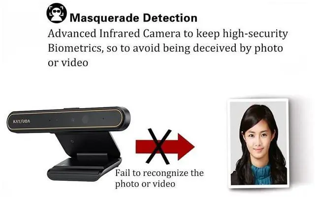 Alt view image 4 of 5 - KAYSUDA Face Recognition USB IR Camera for Windows Hello, 1080P(Entry Level) Webcam with Dual Microphones for Streaming Video Conference and Recording