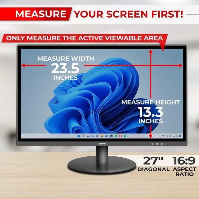 Alt view image 2 of 5 - SightPro 27 Inch 16:9 Computer Privacy Screen Filter for Monitor - Privacy Shield and Anti-Glare Protector