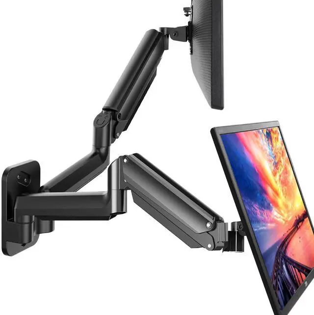 Main image of HUANUO Dual Monitor Wall Mount with Gas Spring Arms - 17-32 Inch Computer Screen Mount (4.4-17.6lbs Per Arm) - VESA 75x75/100x100 Height Adjustable Stand for Dual Monitors - Home Office Desk Setup