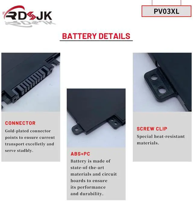 Alt view image 5 of 5 - PV03XL PP03XL Laptop Battery for HP Pavilion x360 13-BB 13-BB0000 14-DV 14M-DW 14-DK 15-EH 15-EH0000 14-dw0xxx Series HSTNN-LB8S HSTNN-DB9X HSTNN-OB1P L83388-421 L83388-AC1 L83393-005 11.55V 43.3Wh