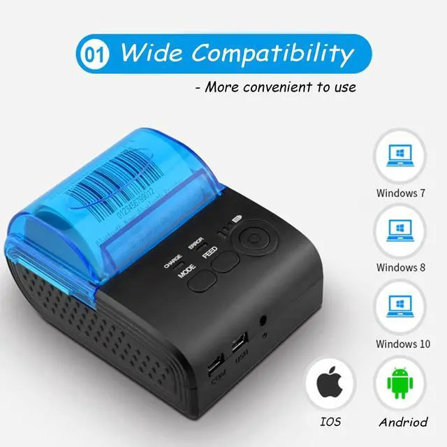 Alt view image 3 of 5 - Yoidesu Mini Receipt Printer,58mm Portable Bluetooth Mobile Thermal Printer Compatible with Android VISTA Linux,Bluetooth 4.0 Label Printer (US Plug)