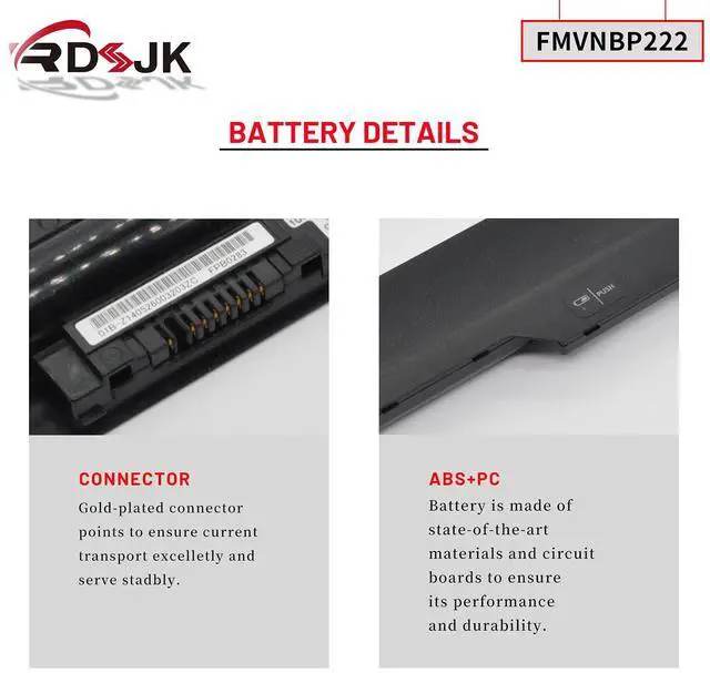 Alt view image 5 of 5 - RDSJ FPCBP373 FMVNBP222 Laptop Battery for Fujitsu LifeBook T732 T734 T902 Series FPB0283 3INR19/66-2 10.8V 72Wh 6700mAh