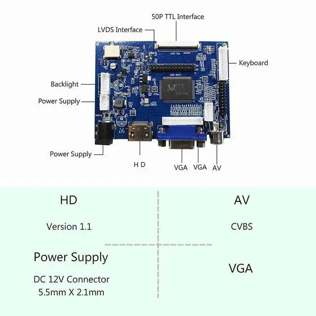 Alt view image 3 of 5 - VSDISPLAY 7" 7 Inch 1280X800 IPS LCD Screen N070ICG-LD1 with VGA 2AV LCD Controller Board
