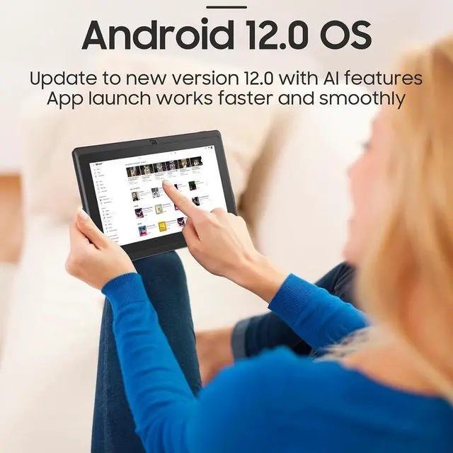 Alt view image 2 of 5 - Android 12 Tablet, 10 inch Tablets, 4GB RAM+32GB ROM Computer Tablet Support 1TB Expand, 1280*800 IPS Touch Screen, 1.8Ghz Quad-core Processor, WiFi Bluetooth, 8MP Camera, 6000mAh Battery Tableta PC