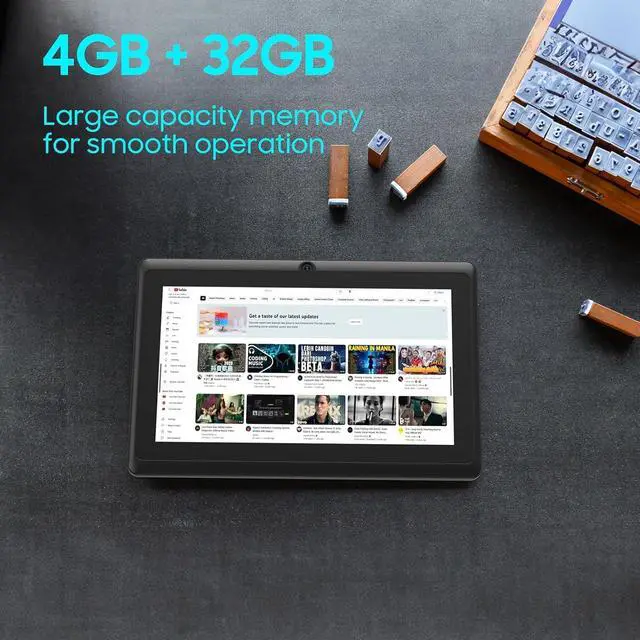 Alt view image 3 of 5 - Android 12 Tablet, 10 inch Tablets, 4GB RAM+32GB ROM Computer Tablet Support 1TB Expand, 1280*800 IPS Touch Screen, 1.8Ghz Quad-core Processor, WiFi Bluetooth, 8MP Camera, 6000mAh Battery Tableta PC