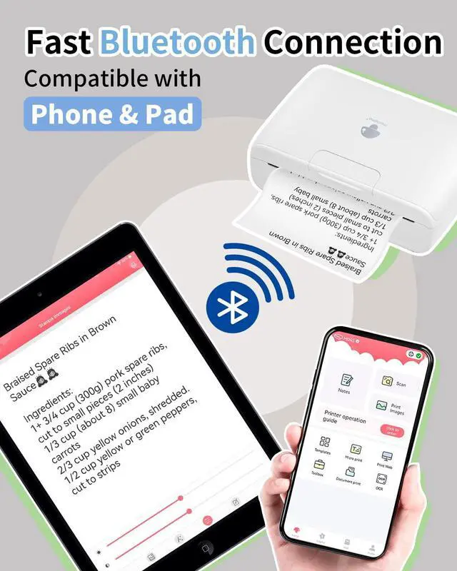 Alt view image 5 of 5 - Phomemo M04S Bluetooth Portable Printer - Thermal Label Printer, Support 2/3/4 inch Printing, Compatible with Phones, Computer, 300dpi, Great for Documents, Notes, Stickers, Labels