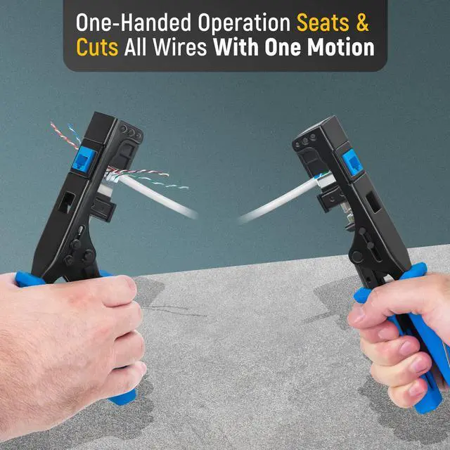 Alt view image 3 of 5 - Everest easyJACK - 90° Angled Speed Termination Keystone Tool Set - with 20-Pack of RJ45 Cat6 Keystone Jacks in Orange (Slim Profile Design) - Time Saver Network Punch Down Tool Cat6