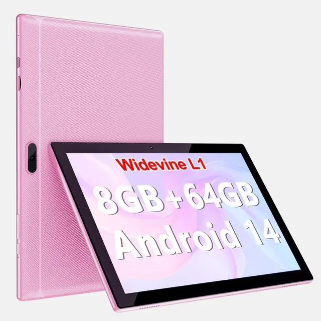 Main image of YQSAVIOR 10" Android 14 Tablet - 8GB RAM, 64GB ROM & 1TB Expandable, 2+8MP Dual Camera, WiFi, Bluetooth, 1280x800 IPS Touch Screen, 6000mAh Battery, GMS Certified - Pink