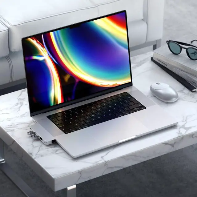 Alt view image 5 of 5 - Satechi USB C Hub Multiport Adapter Pro Hub Mini, USBC Dongle with USB4 Port, USB C Data, 2 USB-A Data, Ethernet, Audio Jack, for MacBook Pro/Air M1 M2 M3 - Silver