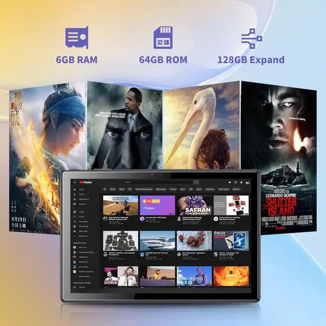 Alt view image 2 of 5 - BYYBUO A10_L 10.1-inch Tablet | 6GB RAM + 64GB ROM | Android 14 OS | Quad-Core Processor | 5000mAh Battery | 1280x800 IPS HD Touchscreen | 5MP+8MP Camera | Bluetooth | WiFi | Grey