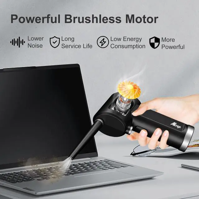 Alt view image 2 of 5 - Electric Air Duster, Cordless Air Duster, Rechargeable Compressed Air Duster, 33000 RPM Air Blower, Two Smart Start Modes, Good Replacement for Compressed Air Can, Reusable Dust Destroyer