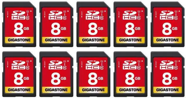 Main image of GIGASTONE 8GB 10-Pack SD Card UHS-I U1 Class 10 SDHC Memory Card Full HD Video Canon Nikon Sony Pentax Kodak Olympus Panasonic Digital Camera, with 10 mini Cases