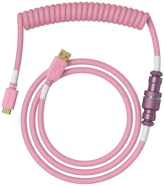 Main image of Glorious Coiled Keyboard Cable USB C Artisan Braided Cable for Mechanical Gaming Keyboard - Pixel Pink
