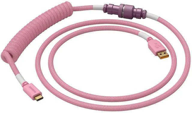 Alt view image 5 of 5 - Glorious Coiled Keyboard Cable USB C Artisan Braided Cable for Mechanical Gaming Keyboard - Pixel Pink