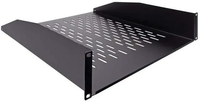 Alt view image 2 of 4 - Navepoint 2U 19-Inch Universal Vented Rack Mount Cantilever Server Cabinet Shelf 18-Inches Deep with Lip Black