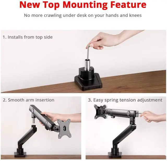 Alt view image 5 of 5 - SIIG Aluminum Mechanical Single Monitor Arm Mount - Height Adjustable Desk Mount for 17in to 32in Screens - 17.6lbs Max VESA 75x75mm 100x100mm, Black