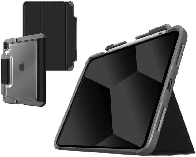 Main image of STM Dux Plus for iPad (A16/10th Gen) Ultra-Durable, Lightweight Case with Clear Back, Apple Pencil USB-C/Gen 1 Storage, and Magnetic Battery-Saving On/Off Cover - Black.