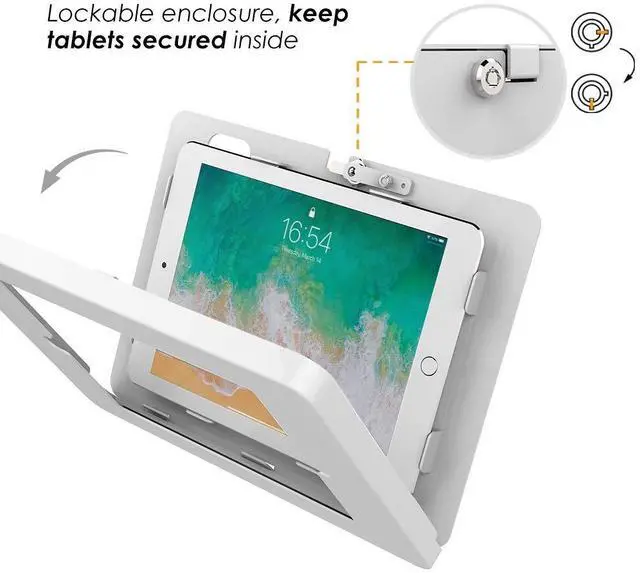 Alt view image 3 of 5 - Beelta Tablet Wall Mount Compatible with iPad 5th 6th, Pro 9.7", Air 1/2, Key Lock Security Metal Tablet Stand