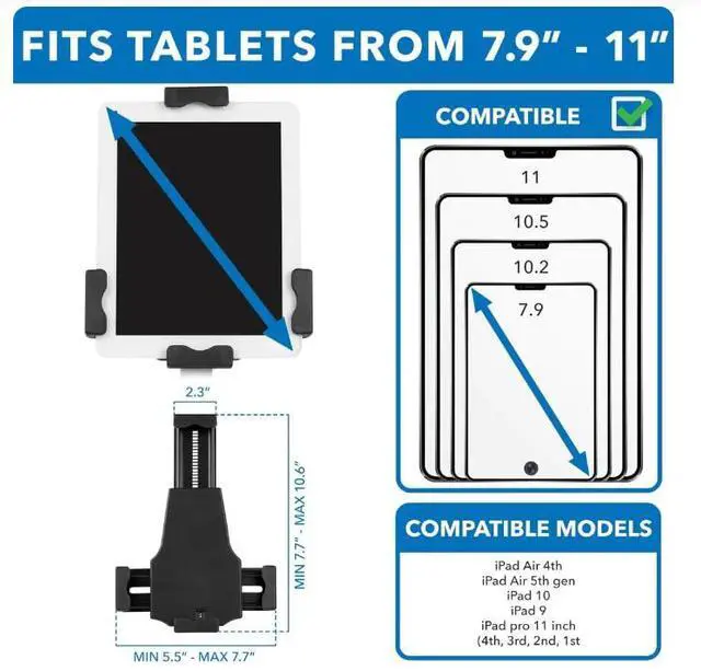 Alt view image 4 of 5 - Mount-It! Secure Universal Tablet POS Kiosk with Wall Bracket Add-on | Locking Tablet Stand with Adjustable Clamp for iPad, iPad Air, Samsung Galaxy Tab, Surface Go & 7.9"- 10.9" Tablets - MI-3784