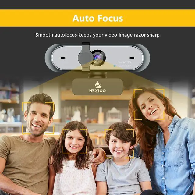 Alt view image 3 of 5 - NexiGo USB C Webcam, 60FPS 1080P with Microphone, AutoFocus, Privacy Cover, Thunderbolt 3 Adapter, for Zoom/Skype/Teams, Laptop MAC PC Desktop